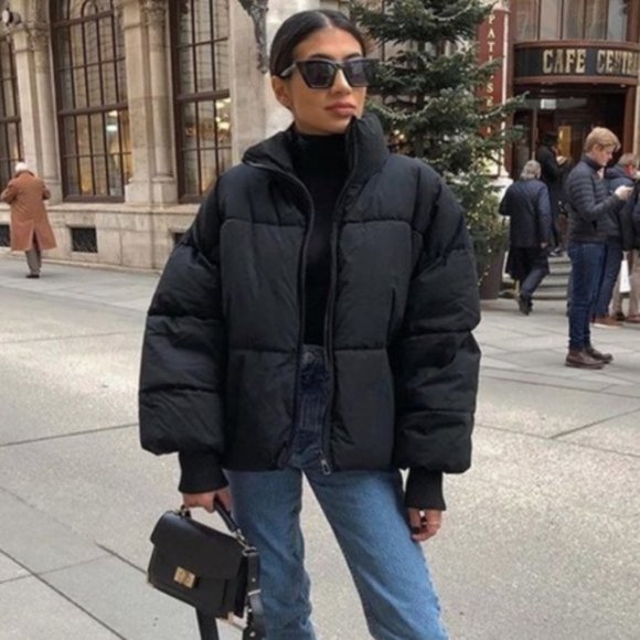 zara black puffer jacket